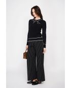 Jersey de mezcla de cachemir con cuello en V y lazo negro