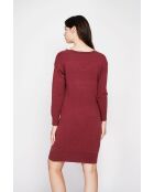 Abito bordeaux con colletto in perle