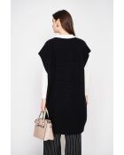 Schwarzes Poncho-Kleid mit Rundhalsausschnitt