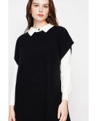 Schwarzes Poncho-Kleid mit Rundhalsausschnitt