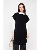 Schwarzes Poncho-Kleid mit Rundhalsausschnitt
