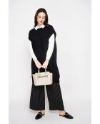 Schwarzes Poncho-Kleid mit Rundhalsausschnitt