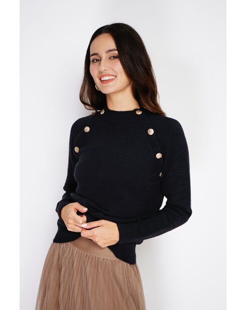 Jersey en mezcla de cachemir con elegantes botones negros