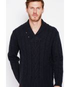 Pull col châle noir
