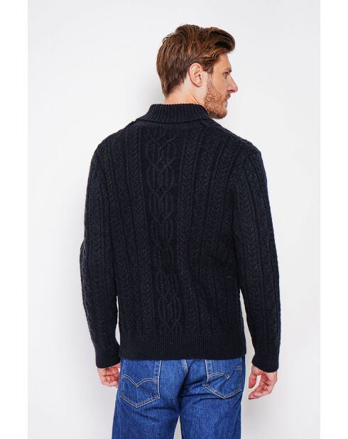 Pull col châle noir
