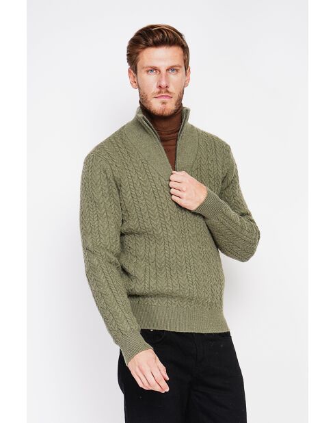 Jersey caqui con cuello camionero