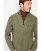 Jersey caqui con cuello camionero