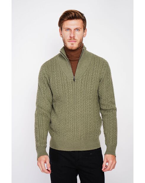 Jersey caqui con cuello camionero