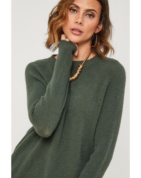 Pull en laine mélangée Vesuve vert