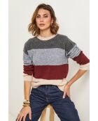 Pull Queen gris/bordeaux/beige