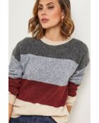 Pull Queen gris/bordeaux/beige