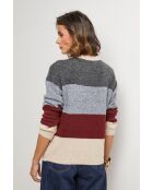 Pull Queen gris/bordeaux/beige
