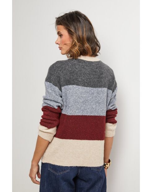 Pull Queen gris/bordeaux/beige