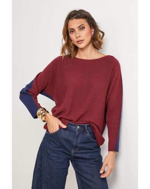Pull en laine mélangée Boheme bordeaux/marine