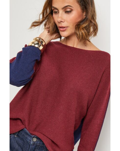 Pull en laine mélangée Boheme bordeaux/marine