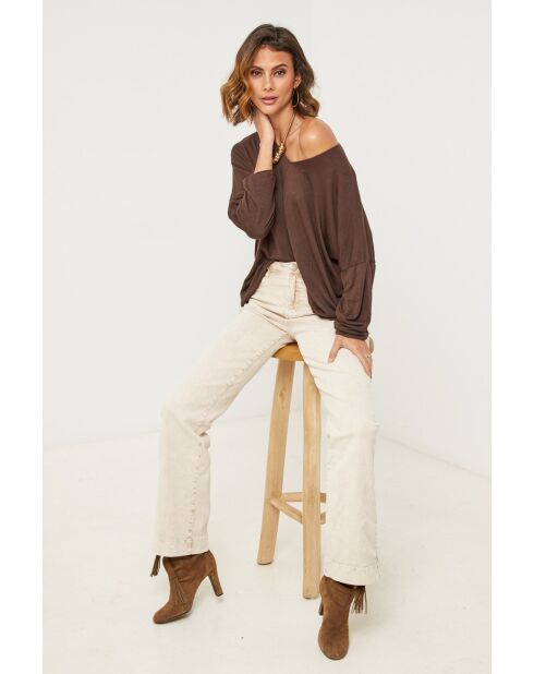 Pull en laine mélangée Windsor chocolat