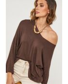 Pullover Windsor aus schokoladenfarbener Wollmischung