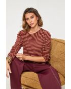 Pull en laine mélangée Sirius bordeaux/camel