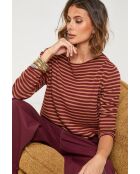Pull en laine mélangée Sirius bordeaux/camel