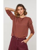 Pull en laine mélangée Sirius bordeaux/camel