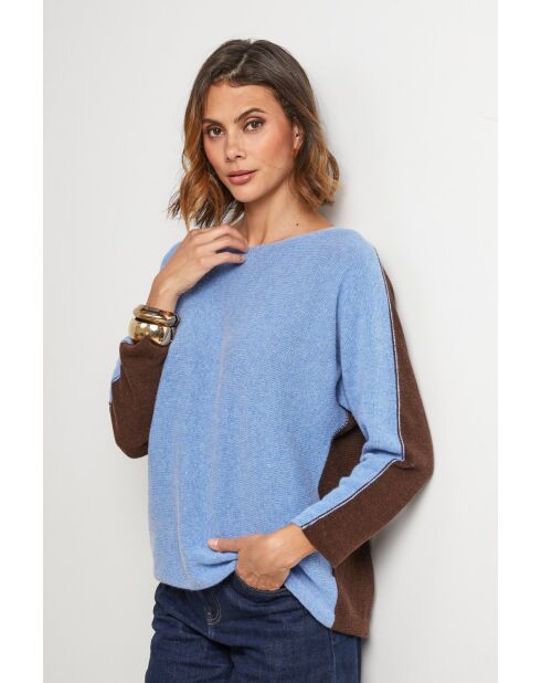 Pull en laine mélangée Boheme bleu/chocolat