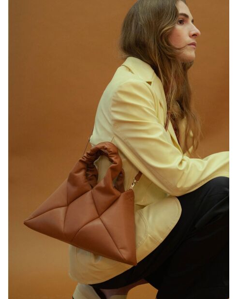 Sac à main en cuir Didi marron clair - 33 x 27 x 7 cm
