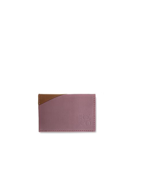 Porte-cartes en cuir Diago parme et marron - 10 x 7 x 3 cm