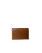 Porte-cartes en cuir Diago parme et marron - 10 x 7 x 3 cm