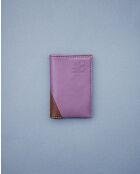 Porte-cartes en cuir Diago parme et marron - 10 x 7 x 3 cm