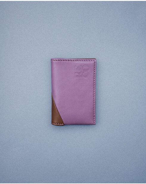 Porte-cartes en cuir Diago parme et marron - 10 x 7 x 3 cm