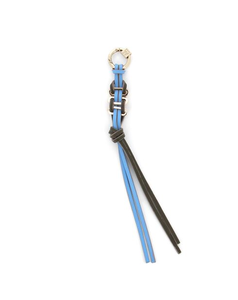 Bijou de sac en cuir Twist bleu et kaki