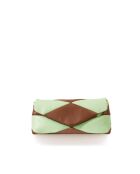 Baguette-Tasche Piti aus Leder in Pastellgrün und Taupe - 26 x 12 x 5 cm