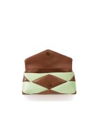 Baguette-Tasche Piti aus Leder in Pastellgrün und Taupe - 26 x 12 x 5 cm