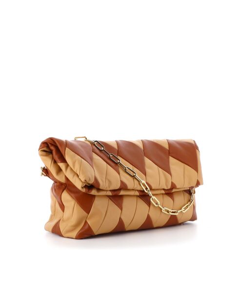 Sac en cuir Rombo marron et beige - 39 x 19 x 11 cm