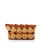 Sac en cuir Rombo marron et beige - 39 x 19 x 11 cm