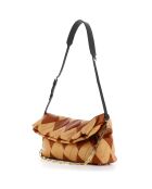 Sac en cuir Rombo marron et beige - 39 x 19 x 11 cm