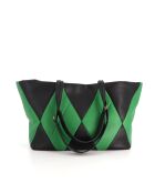 Sac cabas en cuir Trixi noir et vert - 52 x 28 x 17,5 cm