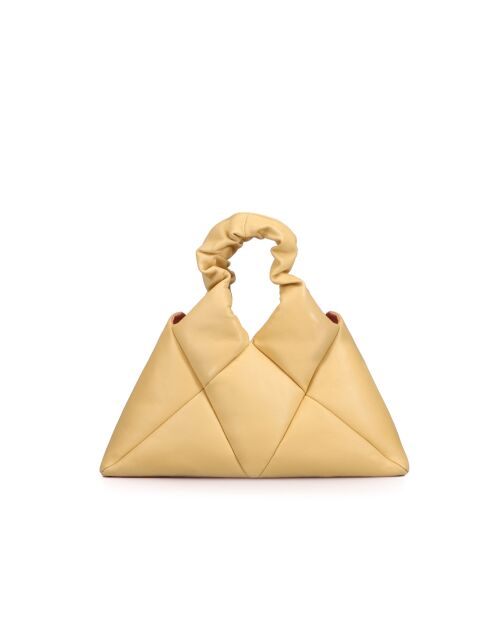 Sac à main en cuir Didi jaune pastel - 33 x 27 x 7 cm