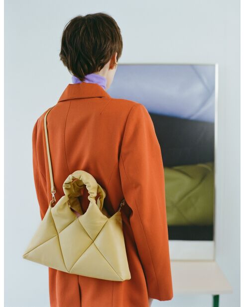 Sac à main en cuir Didi jaune pastel - 33 x 27 x 7 cm