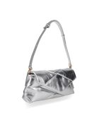 Sac baguette en cuir Piti argenté - 26 x 12 x 5 cm