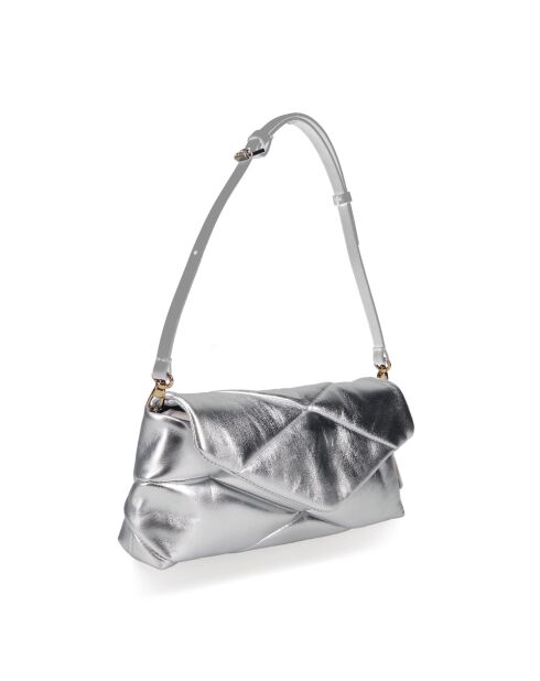Sac baguette en cuir Piti argenté - 26 x 12 x 5 cm
