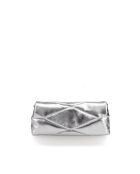 Sac baguette en cuir Piti argenté - 26 x 12 x 5 cm