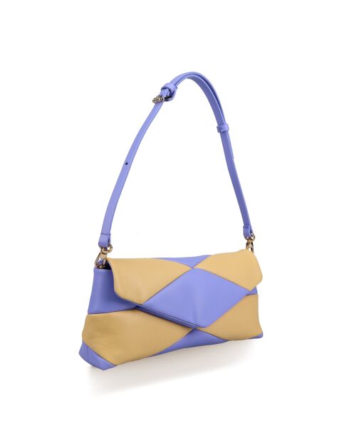 Sac baguette en cuir Piti jaune pastel et parme - 26 x 12 x 5 cm