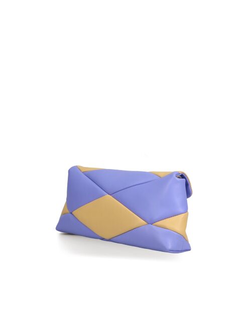 Sac baguette en cuir Piti jaune pastel et parme - 26 x 12 x 5 cm