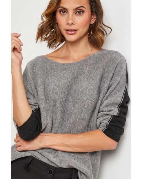 Pull en laine mélangée Boheme gris/noir