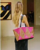 Tragetasche Trixi aus Leder in Fuchsia und Braun - 52 x 28 x 17,5 cm