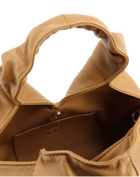 Sac à main en cuir Mini Didi beige - 23 x 21 x 4,5 cm