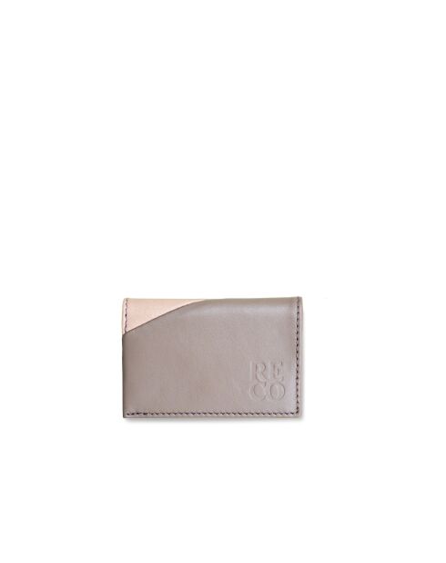 Porte-cartes en cuir Diago gris et rose pâle - 10 x 7 x 3 cm