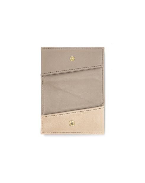Porte-cartes en cuir Diago gris et rose pâle - 10 x 7 x 3 cm