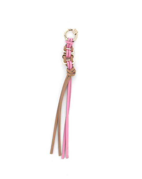 Bijou de sac en cuir Twist rose et beige